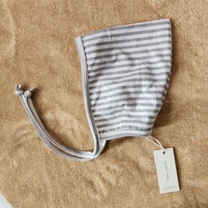 Quincy Mae Pixie Bonnet 3-6 months Gray Striped Organic Cotton